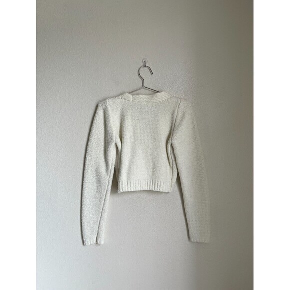 Urban Outfitters Women's Dina Chenille Crop Cardigan in Ivory Size MEDIUM - Picture 3 of 6